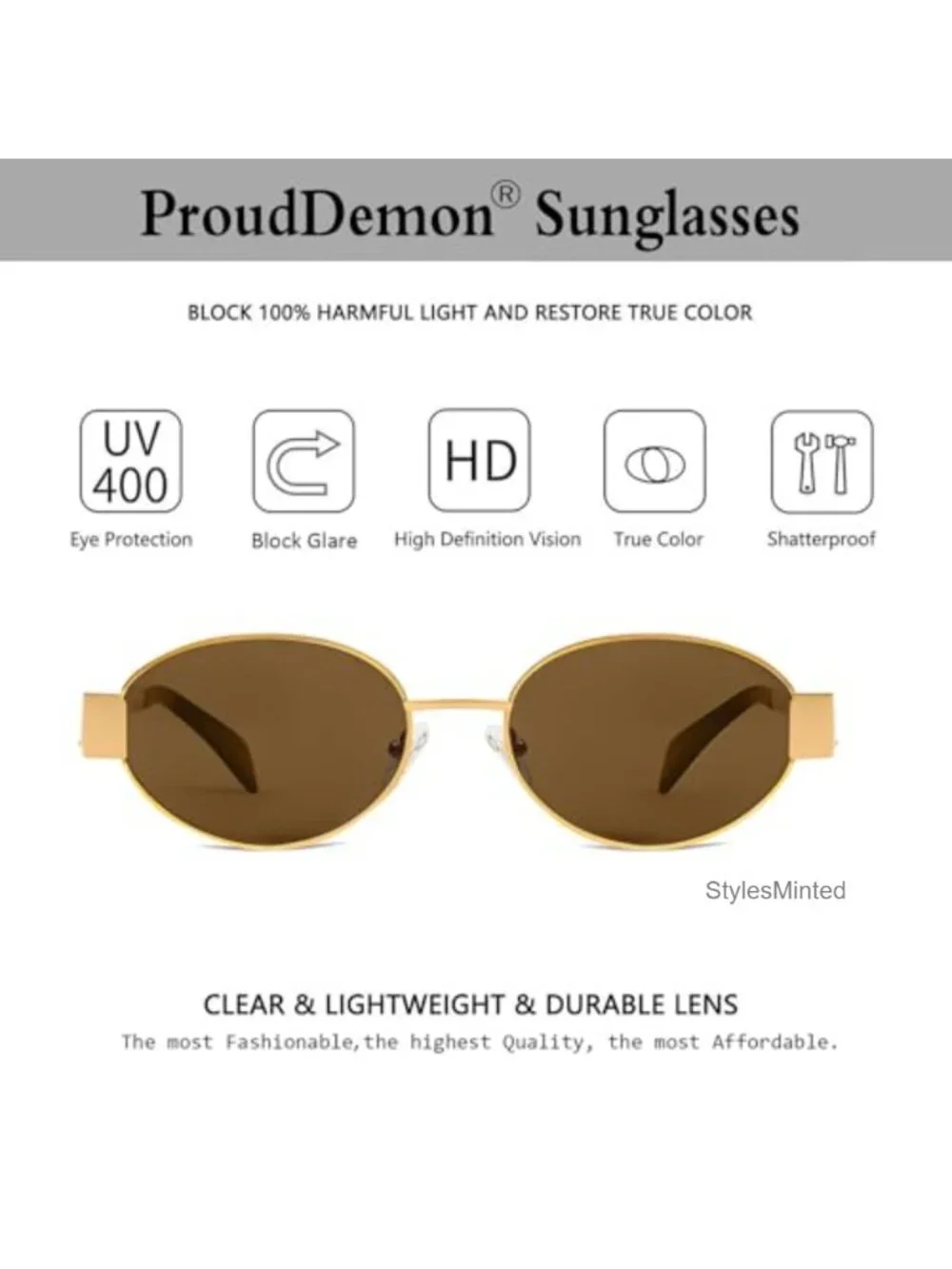 Retro Oval Metal Sunglasses UV400 Protection Trendy Shades